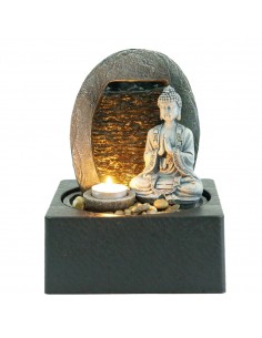 Fuente buda c/luz amarilla