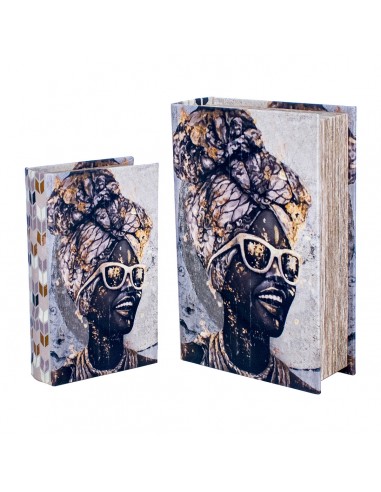 S/2 cajas libro africana