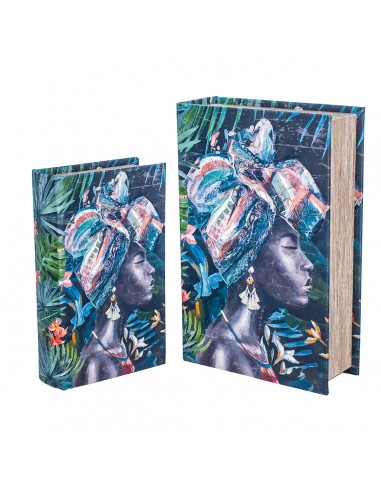S/2 cajas libro africana