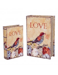 S/2 cajas libro pajaros