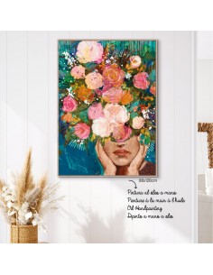 Cuadro mujer flores 2