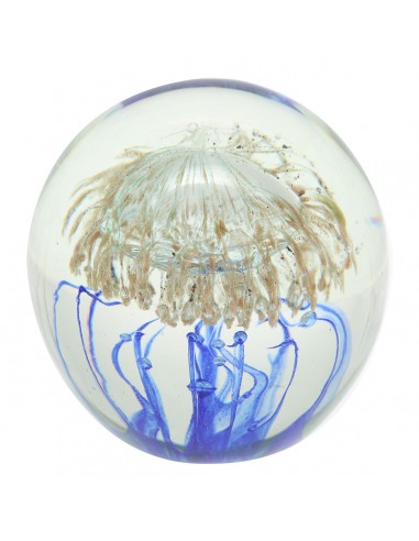 Pisapapeles vidrio medusa blanco azul 