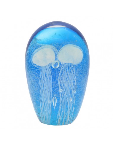 Pisapapeles vidrio azul medusa