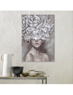 Cuadro mujer tocado flores 2