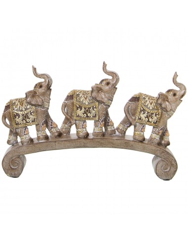 Figura Resina 3 Elefantes Dorados