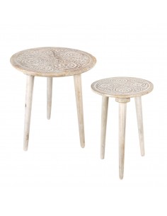 Set 2 mesas talla con pies des