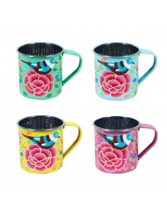 Mug 4 col.pajaros inox