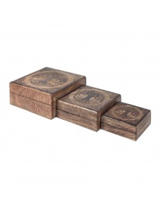 Set 3 cajas cuadradas arbol