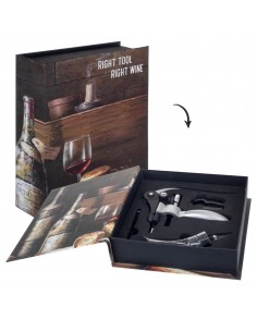 Caja libro set vino 4 pcs