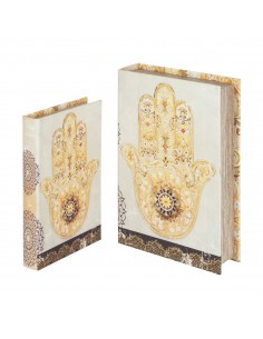 S/2 cajas libro mano fatima