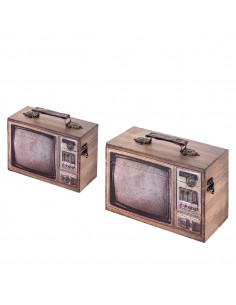 S/2 cajas tele almacenamiento